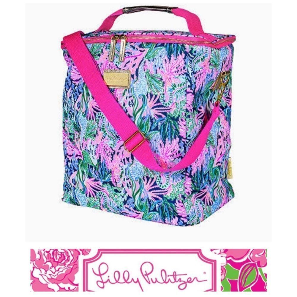 Lilly Pulitzer Insulated Wine Carrier picnic cooler basket NEW mermaid - Picture 1 of 4